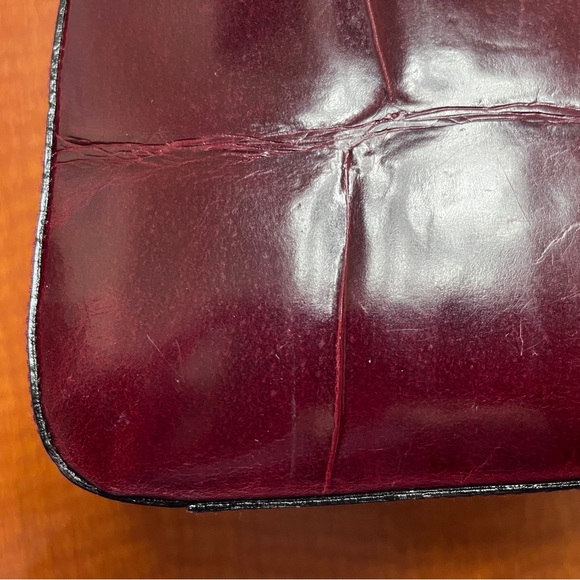 NWT - FRANCHI WINE (CORDOVAN) LEATHER SHOULDER BAG - FROM BLOOMINGDALES - Picture 13 of 15